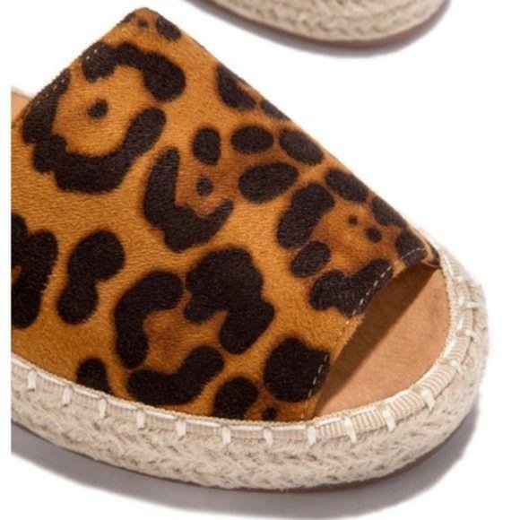 Peep Toe Slingback Espadrilles in Leopard - Picture 2 of 4